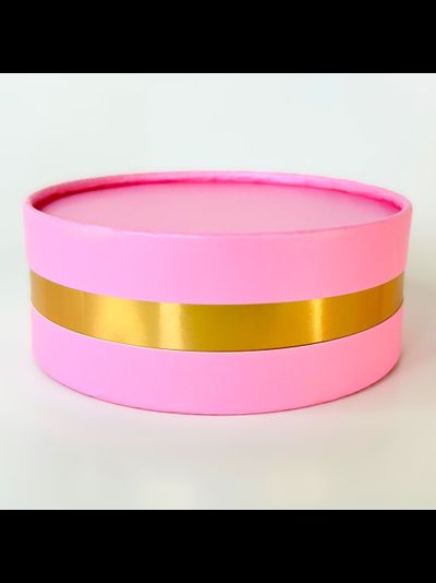 Коробка круглая для ассорти сладостей с лож. (розовая/золото), 120*45мм