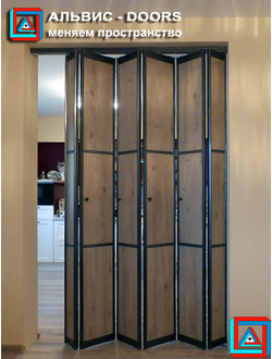Перегородка-гармошка из 6-ти створок встроенная