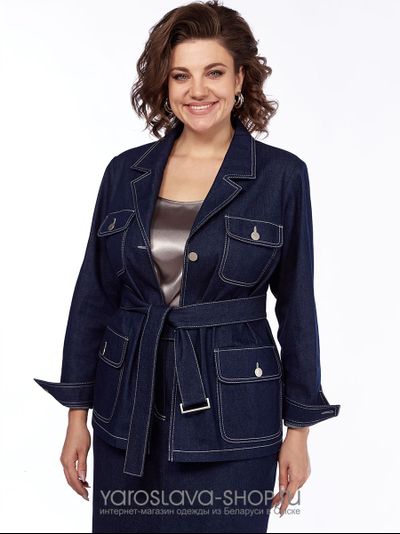 Женский юбочный джинсовый костюм