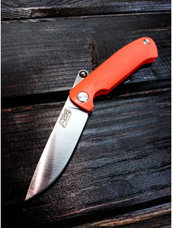 Фрикционный складной нож Микрос сталь AUS10, рукоять G10, цвет оранжевый