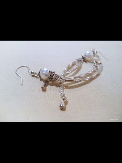 Длинные серьги &quot;Льдинки дождя&quot; с гранёным жемчугом