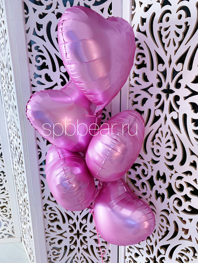 Фольгированные шары Сердца 5 штук розовые