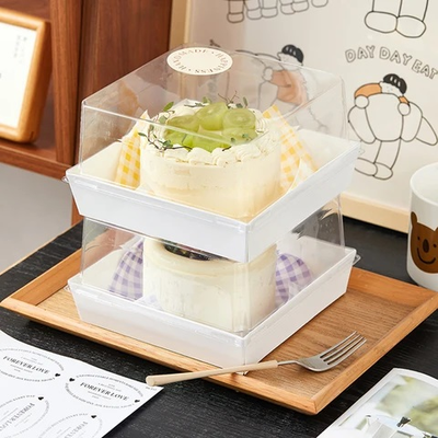 "Бенто-бокс" Коробка для торта Бенто прозр. (прозр. купол/белая), 13,5*12,5*8,5см