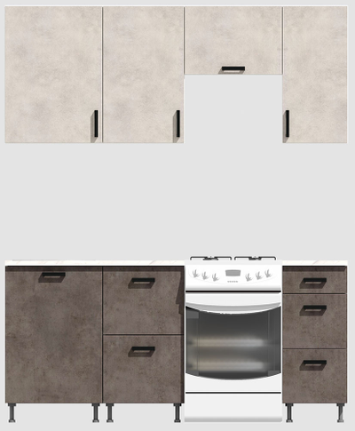 Кухня эконом 1,5 метра (600х500х400) Цвет: Цемент светлый/Цемент темный