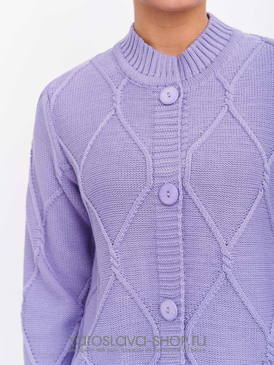 Женский вязанный жакет сиреневого цвета