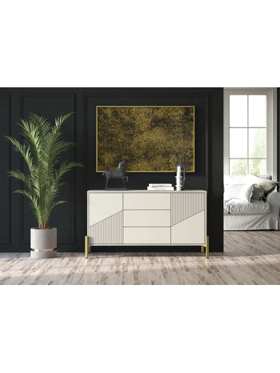 Тринити КМ-001 (МДФ) Комод Дуб Крафт серый/МДФ - матовая Флан GA-06