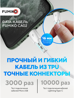 Зарядное устройство FUMIKO CH01 1USB 2.4А c кабелем Micro USB WHITE