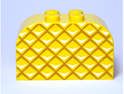 Slope, Curved 4 x 2 x 2 Double with 4 Studs with Pineapple Skin Pattern, Yellow (4744pb23 / 6288376)