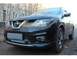 Защита радиатора Nissan X-Trail T32 2015-2018 chrome c парктроником низ