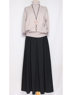 ЮБКА КЛАССИКА "ДЛИННАЯ ВСТРЕЧНЫЕ СКЛАДКИ" синяя р.48,52