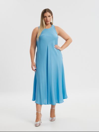 Платье с открытыми плечами бирюзовое