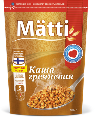 Matti каша быстрого приготовления 375г гречневая дой-пак