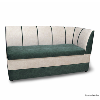 Кухонный ДИВАН "ФОРУМ-8" с боковой спинкой, Зеленый/Слоновая кость Правый