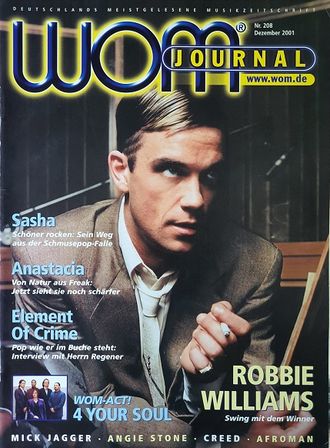 WOM Journal Magazine Dezember 2001 Robbie Williams, Иностранные музыкальные журналы, Intpressshop