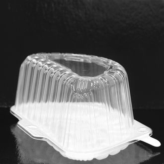 Пластиковая коробка для половинки торта 270х162х104 мм, белая с прозрачной крышкой