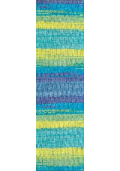 Cotton Gold Batik (Alize) пряжа цвет лайм/голубой/колокольчик №4146