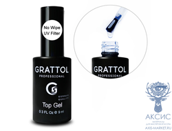 ( 9 мл ) Топ для гель-лака без липкого слоя Grattol No Wipe UV Filter Top Gel