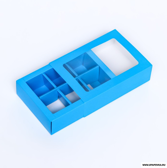 Коробка для конфет 6 шт, голубой, 13,7 х 9,8 х 3,8 см
