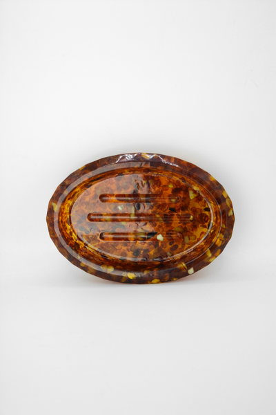 Мыльница овальная с мелким янтарем