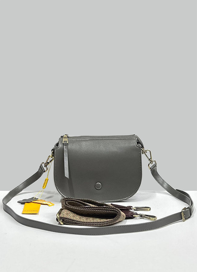 (АРТИКУЛ: 10036/52) СУМКА ЖЕНСКАЯ, МАЛЕНЬКАЯ, НАТУРАЛЬНАЯ ГЛАДКАЯ КОЖА, СЕРАЯ, С ДВУМЯ ПЛЕЧЕВЫМИ РЕМНЯМИ