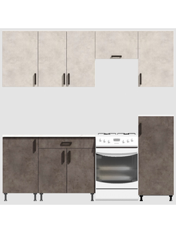 Кухня Эконом 1,8 метра с полуколонкой (1300х500) Цвет: Цемент светлый/Цемент темный