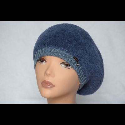 Синий вязаный женский берет из кашемира Vizio Италия 6749 ВО