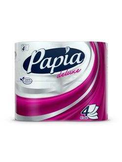 Бумага туалетная Papia Deluxe 4сл бел 100%цел втул 17,5м 140л 4рул/уп