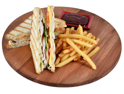 Сэндвич с курой+картофель фри+соус