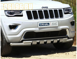 Защита переднего бампера d76+d57 "Клыки"  Jeep Grand Cherokee (2010-2013-…)