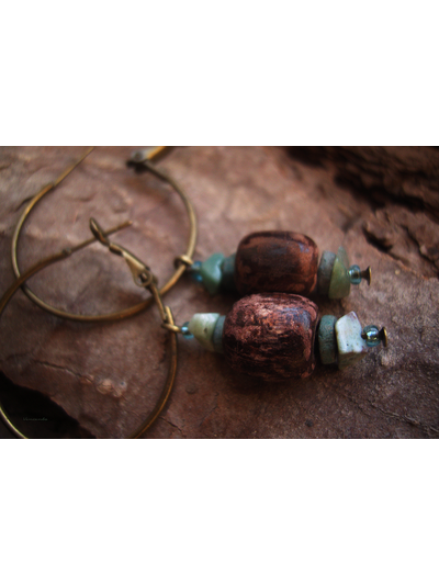 Бохо-серьги на кольцах &quot;Моховый бор&quot;