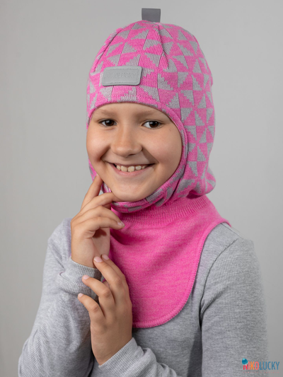 Шапка-шлем "Бантики" 20201-07, цвет розовый, серый, р. 54-56
