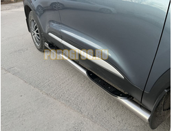 Пороги труба с проступью d76 для Chery Tiggo 4 рестайлинг (2018-2024)