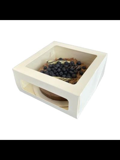 Коробка для торта с 2 окнами (белая), 180*180*100мм