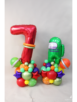 Стойки с цифрой и космонавтиком амонг ас