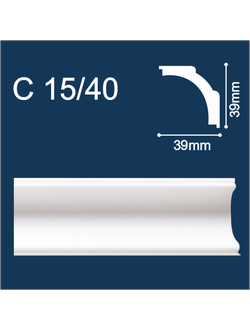 С15/40  плинтус потолочный экструдированный, белый