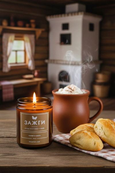 Арома свеча «Зефир & Какао» | «Когда захочешь к маме»