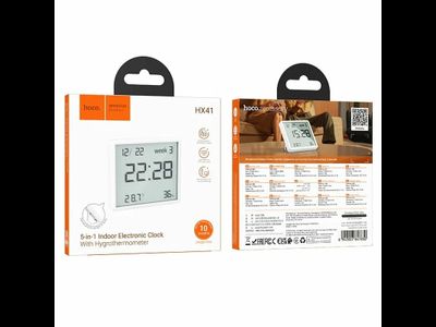 Гигротермометр Hoco HX41, с часами, датчиком температуры и влажности, белый