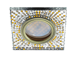 Светильник встраиваемый Ecola DL1658 MR16 GU5.3 Стекло прозр.-янтарной мозаика зерк./черн. бронза 28x95 FQ16SGECB