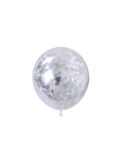 Прозрачный воздушный шар с серебристым круглым конфетти