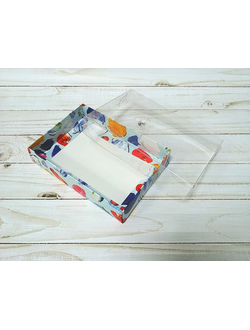 Коробка картонная для пряников 150х105х30 мм с пластиковой крышкой Мазки кистью