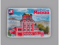 Гибкий сувенирный магнит на холодильник 8х6 см. с фото дневного Собора иконы Знамение