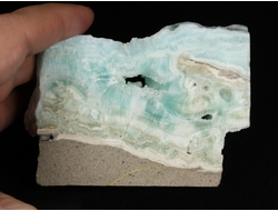 Арагонит голубой, полировка с двух сторон, Африка (82*62*15 мм, 131 г) №37760