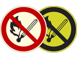 Фотолюминесцентный знак P02 «Запрещается пользоваться открытым огнем и курить»