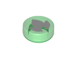 Tile, Round 1 x 1 with Elves Earth Power Symbol, White Leaf Pattern, Trans-Green (98138pb030 / 6104424)