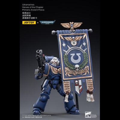 Ультрамарин Примарис знаменосец (Warhammer 40k) - КОЛЛЕКЦИОННАЯ ФИГУРКА 1/18 scale Primaris Ancient Posca (JT2498) - JOYTOY