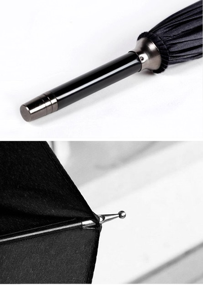 Зонт-трость полуавтомат 16 спицы с деревянной ручкой, ЧЕРНЫЙ, DINIYA (купол 120см)