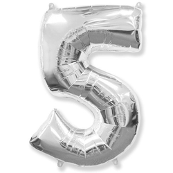 Воздушный шар фольгированный "Цифра 5. Серебро"  (Испания) 102 см.