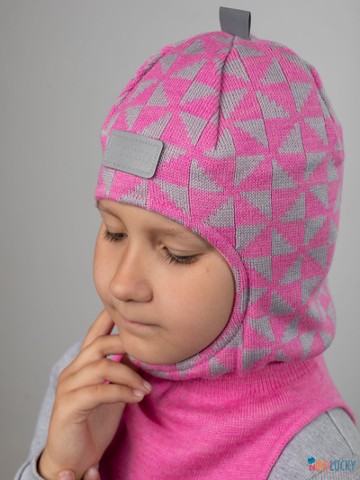 Шапка-шлем "Бантики" 20201-07, цвет розовый, серый, р. 48-50