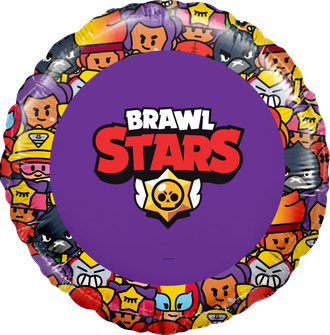 Шар (18''/46 см) Круг, Brawl Stars, Команда бойцов, дизайн , Фиолетовый