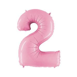 Воздушный шар фольгированный "ЦИФРА 2. Розовый" 102 см.